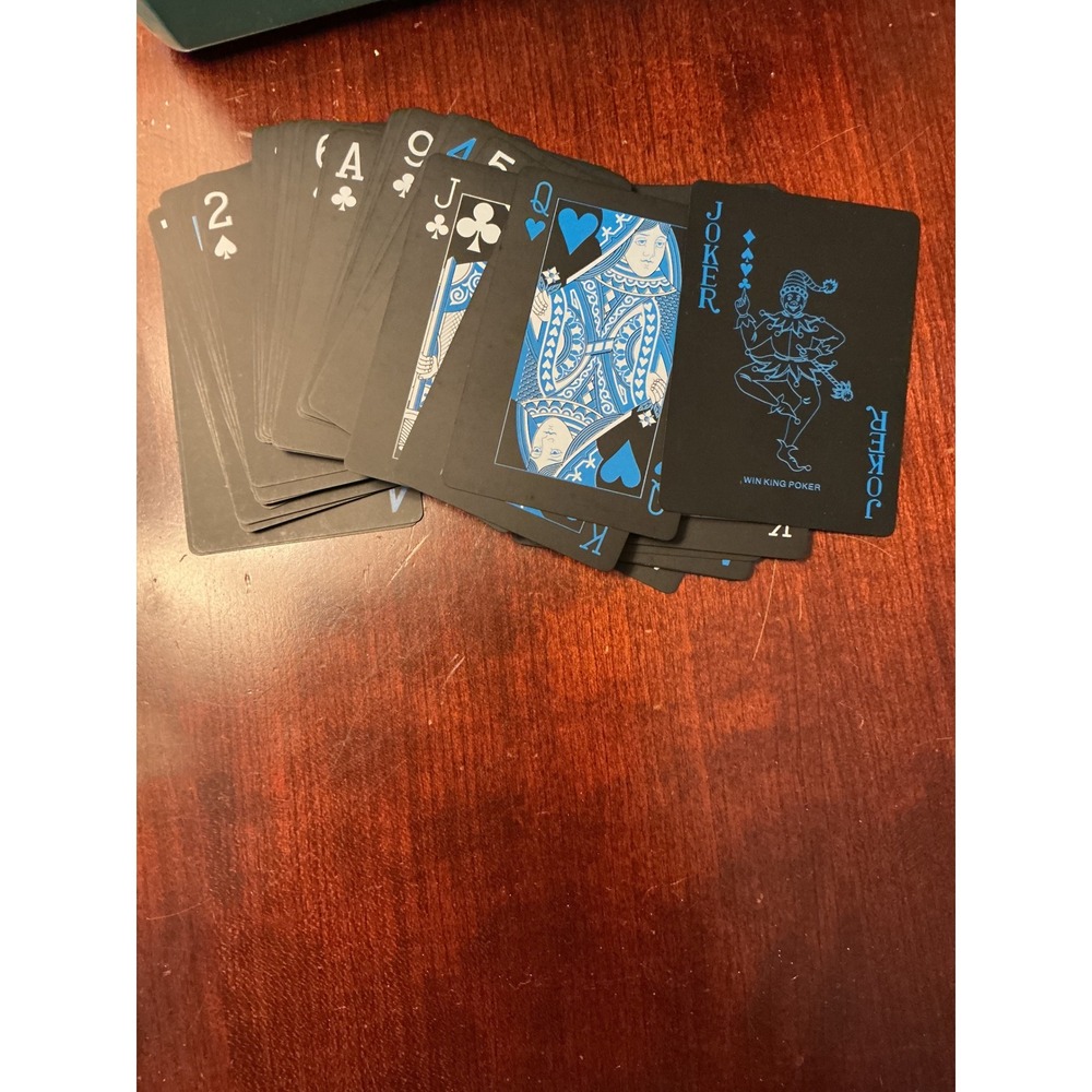 Win King Poker Playing Cards 2 Decks Black Red Blue Neon Custom Art Casino Game - Picture 2 of 3